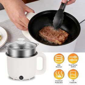 Dual Power 300W/600W Electric Hot Pot, Non-Stick Ceramic Inner Pot with Steamer, Dry-Boil Protection Multi-Cooker