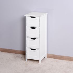 Bathroom Floor Cabinet;  Floor Bathroom Towel Storage;  White Freestanding Storage Organizer Cabinet with 4 Drawers for Bathroom;  Living Room;