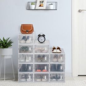 Shoe Storage Boxes 12 Pack Clear Plastic Stackable - White