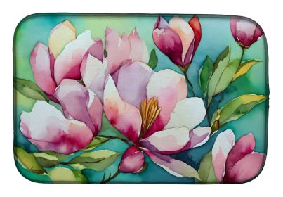 Louisiana Magnolias in Watercolor Dish Drying Mat Absorbent Dish Drying Mat Pad for Kitchen Counter Dish Drainer Mat for Countertop, 14 x 21"