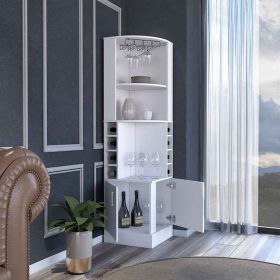 Bar Cabinet Papprika, 8 Wine Cubbies, Double Door, White Finish