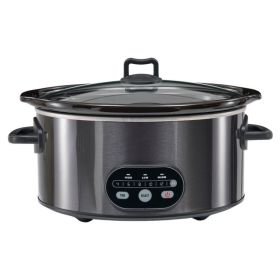 Manual Slow Cooker, Easy To Use Program-Free Kitchen Appliance, Great For Pot Roast And Chili (Option: Black 6QT)