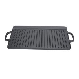 Cast Iron Rectangular Grill Multipurpose Safe Large Space Double Sided Double Ears Cast Iron Griddle For BBQ Gas Grill 50x23x2cm / 19.7x9.1x0.8in (Option: Default)