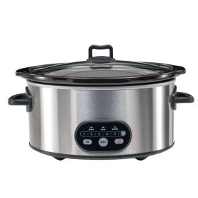 Manual Slow Cooker, Easy To Use Program-Free Kitchen Appliance, Great For Pot Roast And Chili (Option: Stainless steel color 6QT)