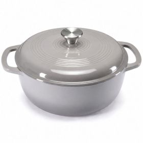 6 Quart Enameled Cast Iron Dutch Oven, Moisture-Sealing Lid For Bread Baking, Braising, Slow Cooking, Dual Handles, Oven Safe (Option: Grey)