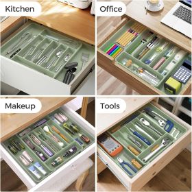 Extra Large Expandable Silverware Organizer, BPA-Free Food-Safe Cutlery Flatware Organizer, Kitchen Utensil Drawer Organizer (Material: Plastic)